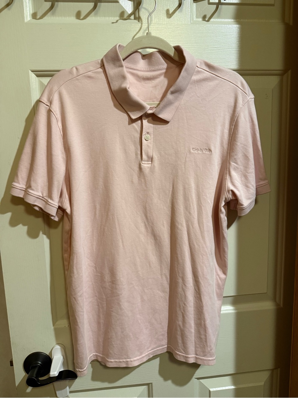 Calvin Klein Men's Pale Pink Pique Polo Liquid Knit